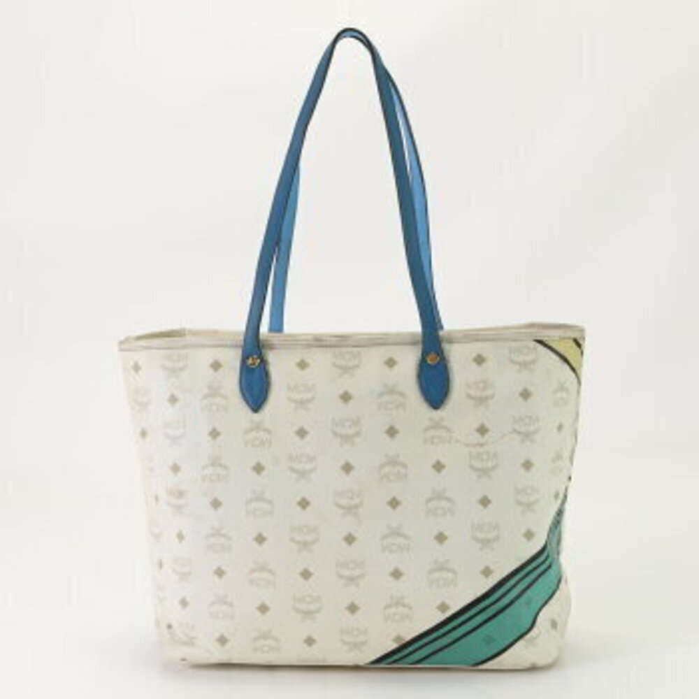 Mcm Bag White Handbag Gold Leather Tote Shoulder Visetos - Picture 6 of 14